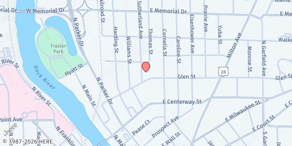 Map showing Salvation Army Corps Church at 514 Sutherland Ave., Janesville, WI