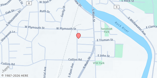 Map showing Jefferson Area Food Pantry at 164 W Garland St., Jefferson, WI