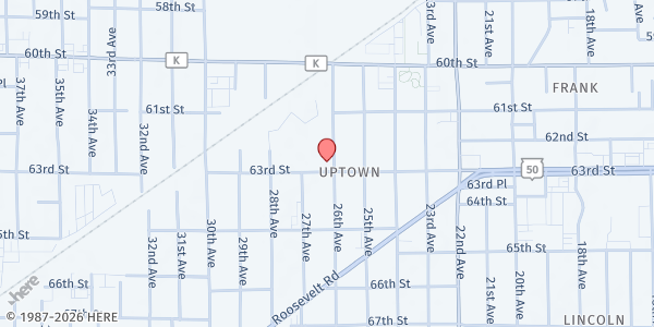 Map showing ELCA Outreach Center at 6218 26th Ave, Kenosha, WI