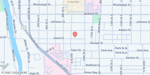 Map showing Place of Grace at 919 Hood St, La Crosse, WI