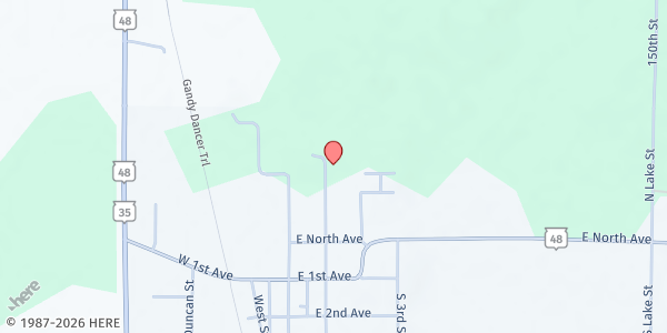 Map showing Loaves & Fishes Interfaith Food Pantry at 300 North 1st Street, Luck, WI