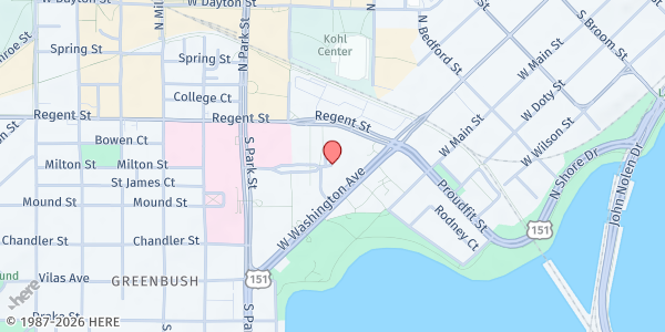 Map showing Bayview Foundation, Inc. Food Pantry at 103 La Mariposa Lane, Madison, WI