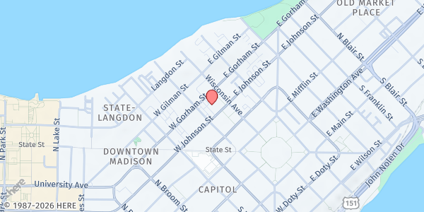 Map showing Bethel Lutheran Church at 312 Wisconsin Ave., Madison, WI
