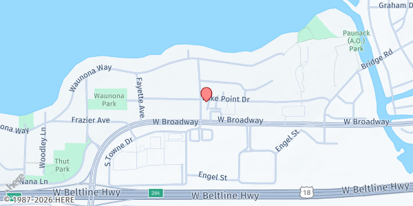 Map showing Bridge Lake Point Community Meal at 1917 Lakepoint Drive, Madison, WI