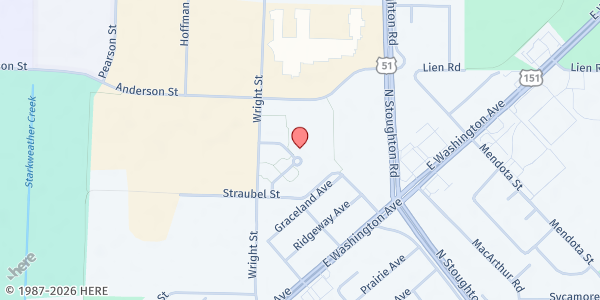 Map showing East Madison Community Center at 8 Straubel Ct., Madison, WI
