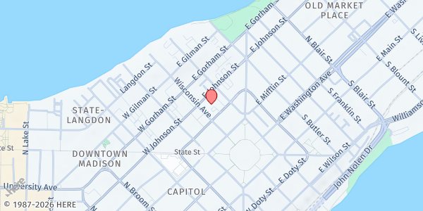 Map showing First United Methodist Meal Program at 203 Wisconsin Ave., Madison, WI