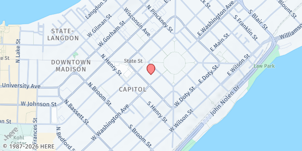 Map showing Grace Episcopal Church Food Pantry at 116 W Washington Ave., Madison, WI