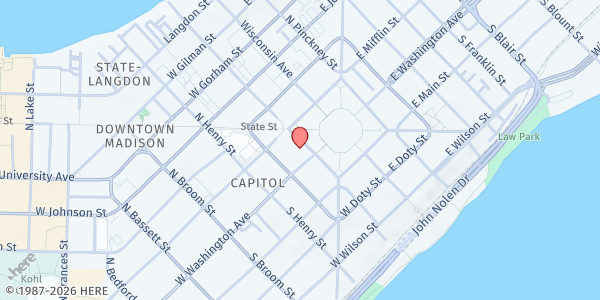 Map showing Grace Episcopal Church Food Pantry at 116 W Washington Ave., Madison, WI