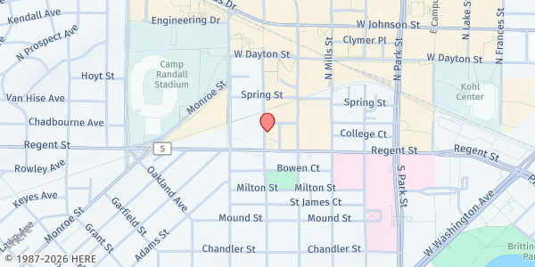 Map showing Islamic Center of Madison at 21 N Orchard St, Madison, WI