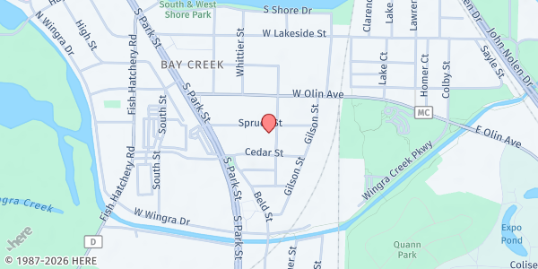 Map showing Saint Mark's Lutheran Church - Food Distribution Center at 605 Spruce St, Madison, WI