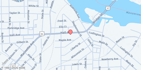 Map showing NEWCAP - Marinette at 1939 Hall Ave., Marinette, WI