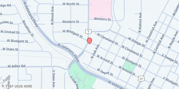 Map showing Marshfield Area United Way at 612 W Blodgett St, Marshfield, WI