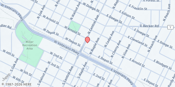 Map showing St Vincent de Paul Outreach - Food Distribution Center at 149 N Central Ave, Marshfield, WI