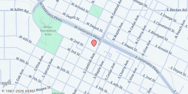 Map showing Volunteer Center at 156 S Central Ave, Marshfield, WI