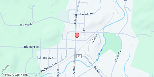 Map showing The BRICK Ministries - Mellen at 102 Bennett St, Mellen, WI