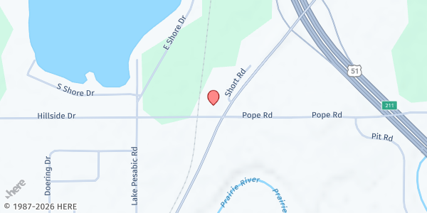 Map showing His Hands Extended Food Pantry at N2519 Co. Rd. K, Merrill, WI