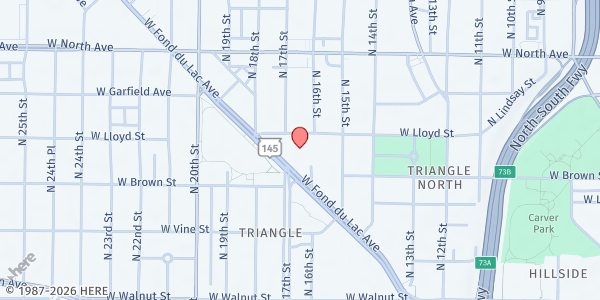 Map showing Feeding America Eastern Wisconsin - Milwaukee at 1700 W Fond du Lac Ave, Milwaukee, WI