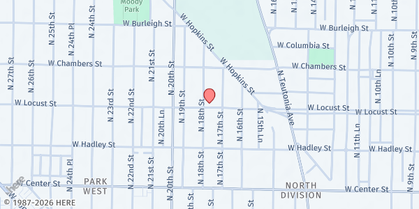Map showing Hephatha Lutheran Church at 1720 W Locust St, Milwaukee, WI