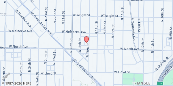 Map showing Mt Vernon Family Community Center at 2345 N 18th St, Milwaukee, WI