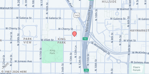 Map showing Nourish MKE Vliet at 1220 W Vliet St, Milwaukee, WI