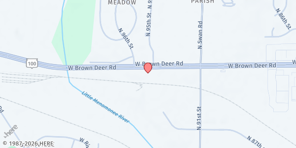 Map showing Risen Savior Community Center at 9505 W Brown Deer Rd, Milwaukee, WI