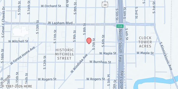 Map showing Robles FoodShare Resource Center - Hunger Task Force at 723 W Historic Mitchell St, Milwaukee, WI