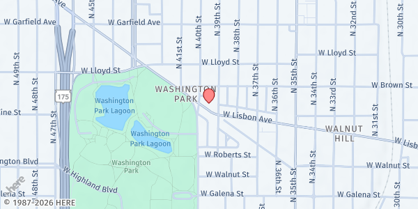Map showing Rooted & Rising - Milwaukee at 3940 W Lisbon Ave, Milwaukee, WI