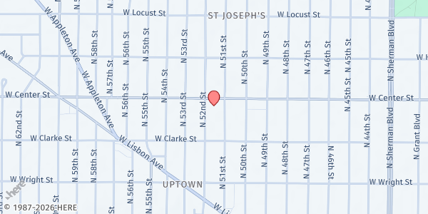 Map showing Saint Catherine Parish Food Pantry at 5101 W Center St, Milwaukee, WI