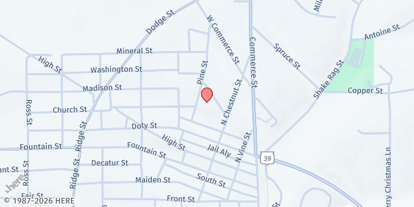 Map showing St. Mary's & St. Paul's Catholic Church at 224 Davis St, Mineral Point, WI