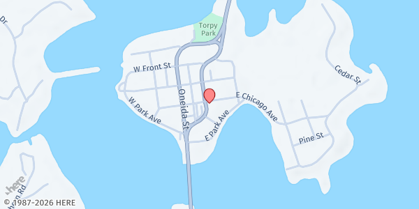 Map showing St. Matthias Episcopal Church Little Free Pantry at 403 E. Chicago Ave., Minocqua, WI