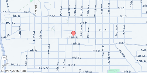 Map showing Green County Food Pantry Inc. at 1129 17th Ave. Suite 1, Monroe, WI