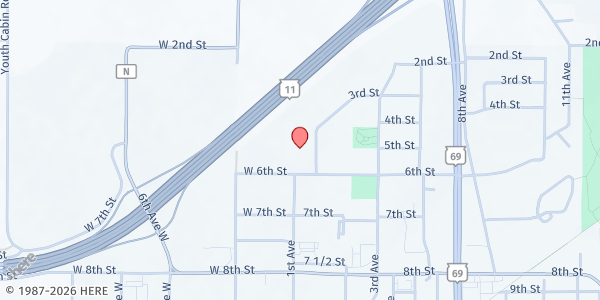 Map showing St. Vincent de Paul at 501 1st Avenue, Monroe, WI