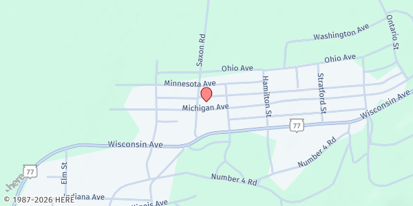 Map showing Iron County Food Pantry at 72 Michigan Ave, Montreal, WI