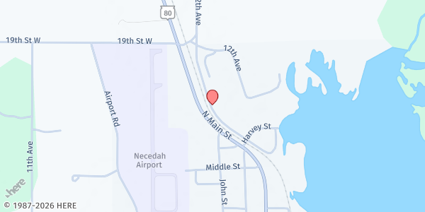 Map showing Necedah Food Pantry at 1000 Farnam Drive, Necedah, WI