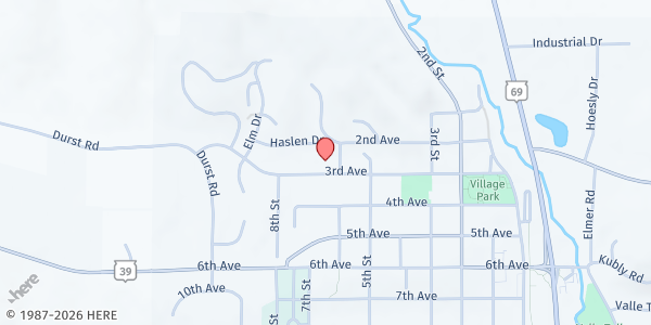 Map showing New Glarus Bible Church at 207 6th St, New Glarus, WI