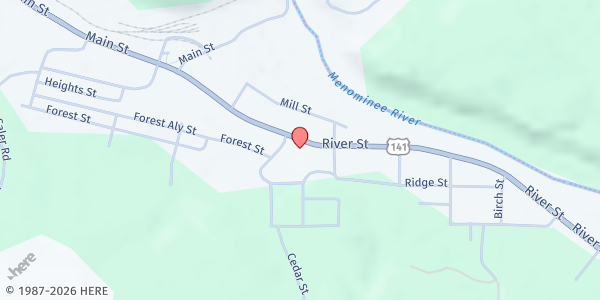 Map showing Karen's Pantry at 1432 River St., Niagara, WI