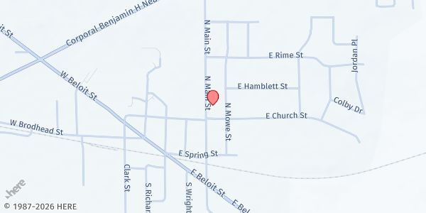 Map showing Orfordville Food Pantry at 210 North Main St., Orfordville, WI