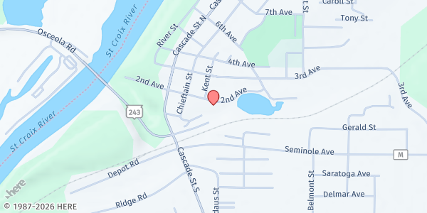 Map showing The Open Cupboard at 406 2nd Ave, Osceola, WI