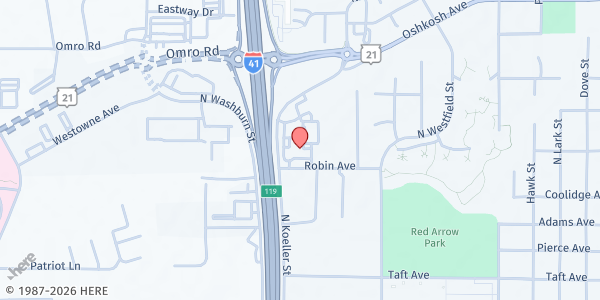 Map showing Father Carr's Place 2B Mother Teresa Center at 1062 N Koeller St, Oshkosh, WI