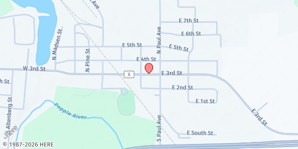 Map showing Indianhead C.A.A. Food Pantry at 537 E. 3rd St., Owen, WI