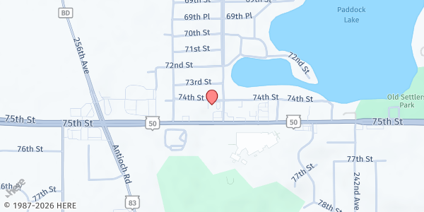 Map showing Helping Hands - Westosha Lakes at 24823 74th Street, Paddock Lake, WI