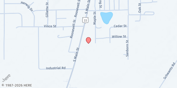 Map showing Pardeeville Mobile Pantry Distribution Site at 318 S. Main, Pardeeville, WI