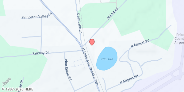 Map showing Maranatha Baptist Church Food Pantry at N9310 Old 13 Rd., Phillips, WI