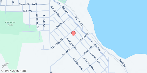 Map showing St. Vincent de Paul - Phillips Site at 134 S Avon Ave, Phillips, WI