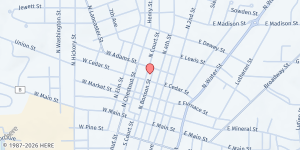 Map showing Platteville Mobile Pantry Distribution Site at 345 North Court Street, Platteville, WI