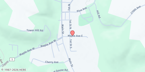 Map showing Plum City Food Pantry at 301 1st St, Plum City, WI