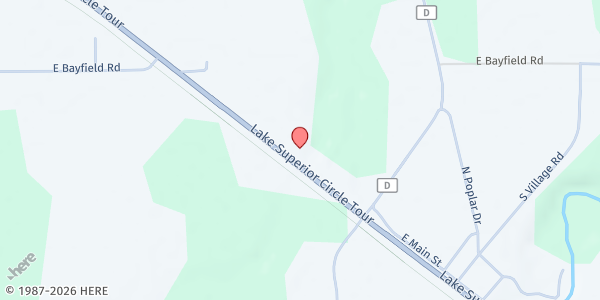 Map showing Poplar Rural Care & Share at 9545 E US-2, Poplar, WI