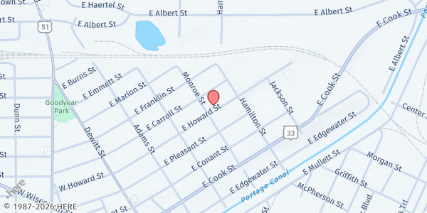 Map showing Portage Food Pantry at 405 E. Howard Street, Portage, WI