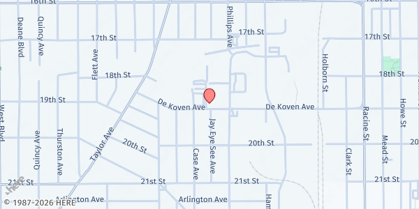 Map showing Harvest Outreach at 2000 De Koven Ave, Racine, WI