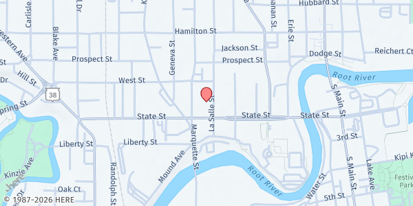 Map showing St. Vincent de Paul Society Food Pantry at 926 Lasalle St, Racine, WI